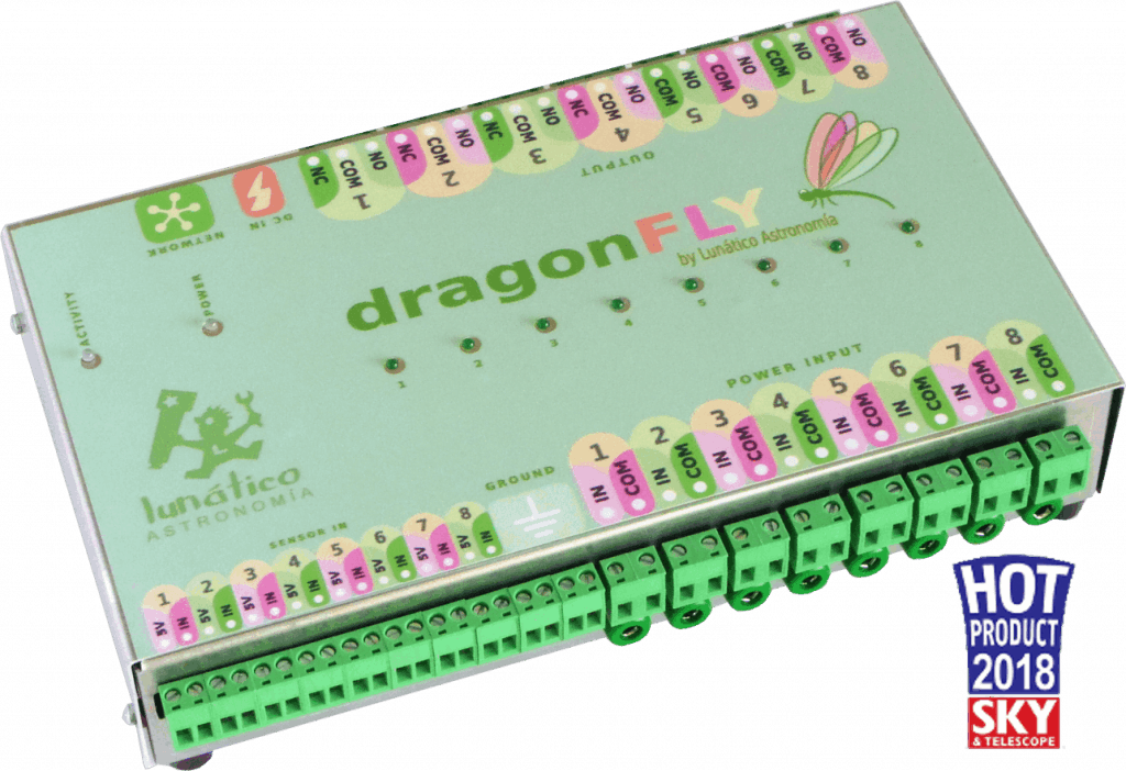 Dragonfly, the Lunatico device to remotely control your roll-off roof observatory.